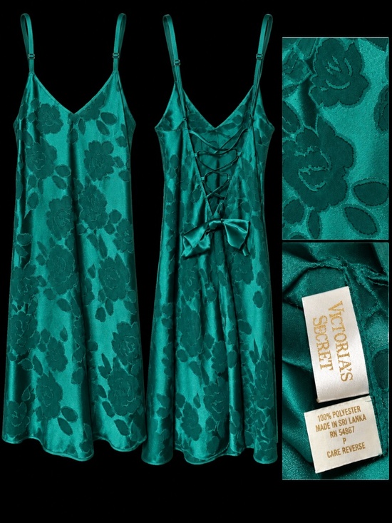 Victoria's Secret Other - OBO*Vintage Victoria’s Secret Gold Tag Emerald Satin Nightgown